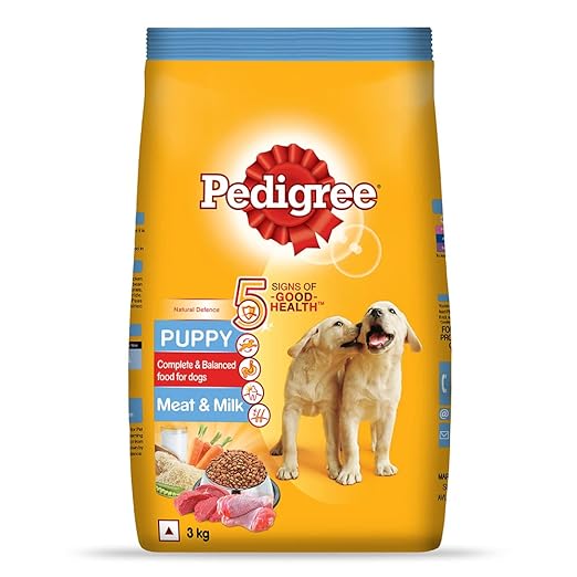 Pedigree Dry Dog Food for Puppy, Meat & Milk, 3kg