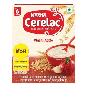 Nestle Cerelac Baby Cereal with Milk , Wheat Apple ,Stage 1, From 6 to 24 Months , Source of Iron & Protein , 300g