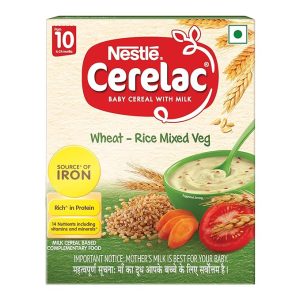 Nestle Cerelac Baby Cereal with Milk , Wheat – Rice Mixed Veg , From 10 to 24 Months , Stage 3, Source of Iron & Protein , 300g