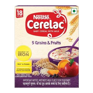 Nestle Cerelac Baby Cereal with Milk , 5 Grains & Fruits ,Stage 5, From 18 to 24 Months , Source of Iron & Protein , 300g