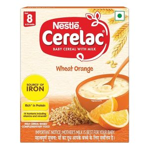 Nestle Cerelac Baby Cereal with Milk , Wheat Orange , From 8 to 24 Months ,Stage 2, Source of Iron & Protein , 300g